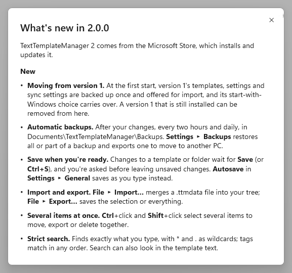 What's new after an update.